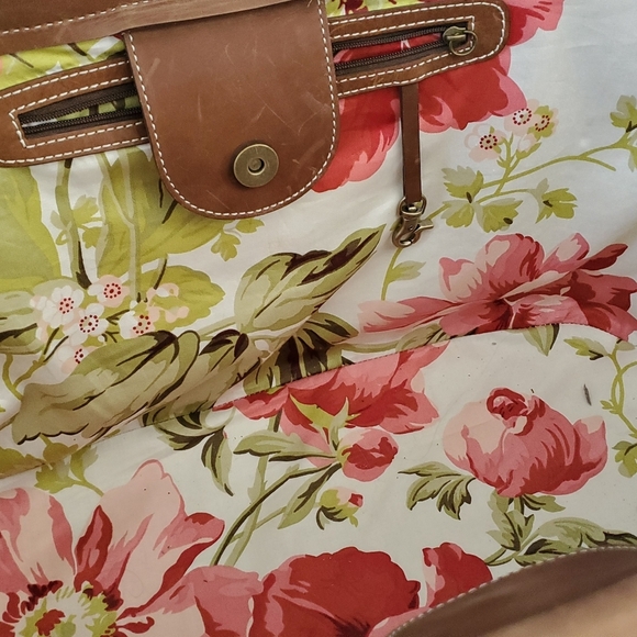 Kate Landry Fish Net and Leather Purple/Eggplant Large Tote - Picture 5 of 6